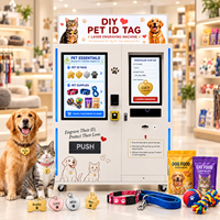 Mesin Penjual Otomatis Perlengkapan Hewan Peliharaan 2 in 1 dan Kios Pengukir Laser Tag ID Anjing Kucing DIY dengan Berbagai Pilihan Pembayaran