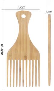 Venta al por mayor logotipo personalizado peine de bambú natural para el cabello rizado peine desenredante peine Afro peine para elegir el cabello - Product Image 2