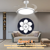 Ventilateur de plafond encastré rétractable de 42 pouces avec lumière, moteur DC à haut débit d'air, 6 vitesses, 3 CCT, dimmable pour bureau et salon
