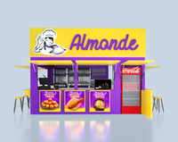 Stand de desserts en plein air, présentoir de crêpes, gaufres frites, stand de maïs soufflé, à vendre