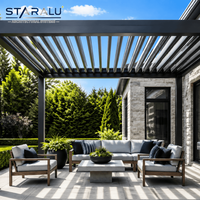 Pérgola Motorizada para Patio Exterior con Persianas de Aluminio Resistentes al Viento y Sombra Ajustable para Comodidad en Todas las Estaciones