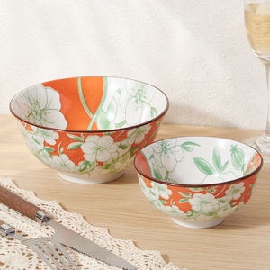 Estilo moderno Cerâmica Flower <span class=keywords><strong>Bowl</strong></span> Gift Set Grande Pequeno Talheres Clássico Pintado Ramen Mergulhando para Cozinha Sala de Jantar Partes - Product Image 4