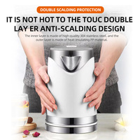 Bouilloire électrique en acier inoxydable de 2,0 L avec contrôle de la température, design sans fil, base rotative à 360° pour la maison, l'hôtel, le bureau, les voyages