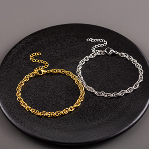 yunnique Cross Border Minimalist <b>Titanium</b> Steel Gold Plated Twisted <b>Chain</b> Bracelet Unisex Fashion Jewelry - Product Image 2