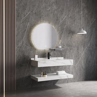 Meuble sous-vasque de salle de bain moderne de luxe Ovale Rectangulaire Marbre Pierre Couleur Blanc Armoires en céramique