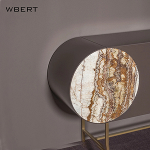 WBERT Armoire nordique moderne de luxe en bois massif Armoire à manger latérale d'entrée créative Décoration de pied en acier inoxydable Salon - Product Image 5