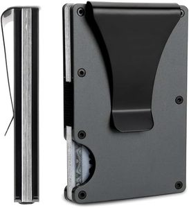 Aluminum <b>Metal</b> Slim Minimalist Front Pocket <b>Wallet</b> Carbon Fiber Credit Card Case Holder RFID Blocking with Money Clip - Product Image 1