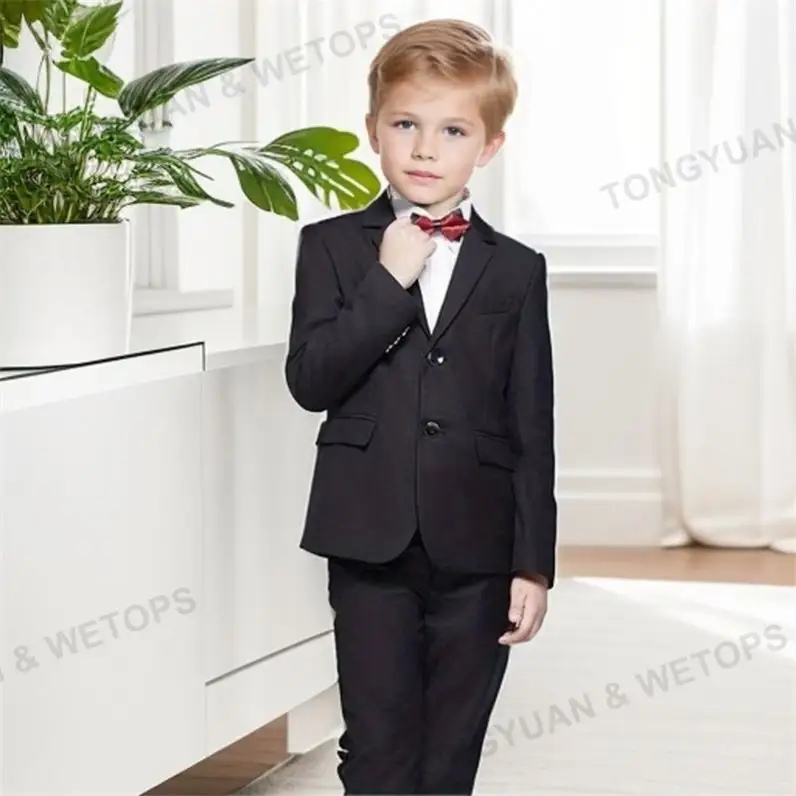 カスタム衣料品メーカーファッション3個セットフォーマルボーイズスーツシャイニンググレー結婚式子供男の子スーツコートパンツベスト