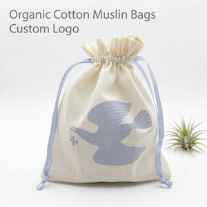 Custom Logo Printing Cotton <b>Bag</b> Natural Cotton Pouch Gots 100% Cotton Drawstring Muslin Drawstring <b>Bag</b> Storage Packing Pouch <b>Bag</b> - Product Image 2