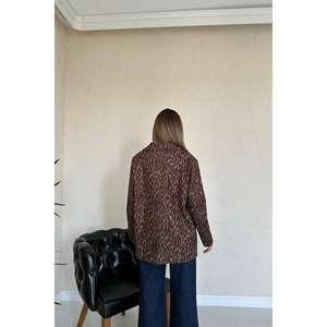 Blazer de Mujer con Estampado de Leopardo, Manga Larga, Tejido, Chaqueta de Otoño - Product Image 1