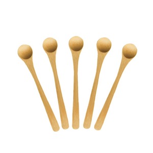 Cuillère à dessert en bambou à long manche, faite à la main, pour miel, café, style japonais, cuillère en bois pour la maison, ensemble de couleurs unies - Product Image 4