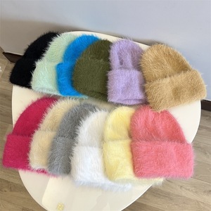 Thời Trang Lông Mùa Đông Hat Phụ Nữ Sang Trọng Cap Dệt Kim Ấm Beanie Thỏ Lông Rắn Beanies Phụ Nữ Brimless Phong Cách Dệt Kim Beanie Hat - Product Image 1