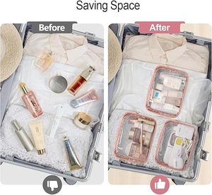 Sac cosmétique transparent en PVC avec logo personnalisé pochette à fermeture éclair pour maquillage Patchwork durable organisateur de beauté pour voyage fruits en néoprène - Product Image 3