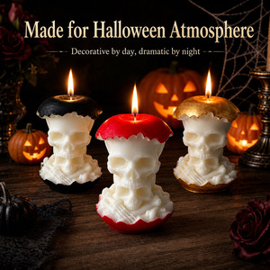 Bougie parfumée à la pomme en forme de crâne effrayant pour Halloween, décoration de fête, ornement, cadeau de fête - Product Image 1
