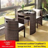 Design moderne trois pièces balcon petite table ensemble de chaises patio extérieur loisirs stockage rotin chaise métal bois matériel meubles