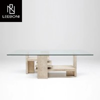 Ensembles de meubles de salon Tables basses centrales à ossature en bois Table basse en verre moderne de luxe