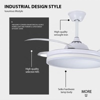 Ventilador de Techo Retráctil Moderno LED de Gran Venta con Luz Lujoso Blanco de 42 Pulgadas Luz de Ventilador Invisible Ventilador de Techo LED