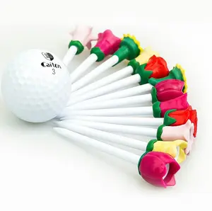 도매 크리에이 티브 꽃 플라스틱 골프 공 티 높이 조절 가능한 골프 티 고무 쿠션 탑