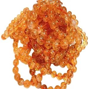 Natural citrine Round shape beads Smooth and yellow gemstone bracelet