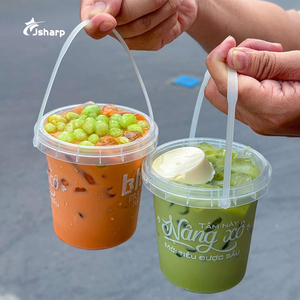 Bán Buôn Dùng Một Lần 16Oz 24Oz 32Oz Uống Xô Nước Chanh Boba Trái Cây Nước Trái Cây Container Rõ Ràng Nhựa Xô Cup Với Nắp - Product Image 1