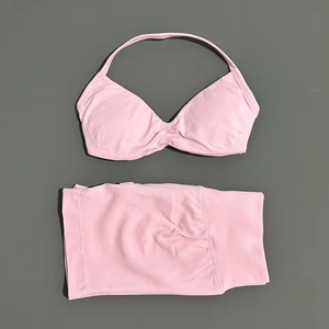 <span class=keywords><strong>Ropa</strong></span> Deportiva Mujer Transpirable, Conjunto Deportivo de Dos Piezas con Sujetador Deportivo Sin Costuras y Pantalones Cortos con Efecto Scrunch para Correr, Gimnasio y Yoga - Product Image 2