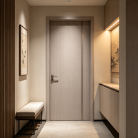 Porte d'entrée battante en MDF avec texture et finition imitation bois, résistante aux rayures et durable