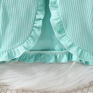 ชุดเซ็ตสองชิ้นสำหรับเด็กผู้หญิงสุดน่ารัก เสื้อแขนยาวทรงกลีบบัว ชุดเดรสลายดอกไม้ สวมใส่สบาย ระบายอากาศได้ดี ผลิตจากผ้าสแปนเด็กซ์/โพลีเอสเตอร์ สำหรับเด็กหญิงอายุ 3 เดือน - 3 ปี - Product Image 4