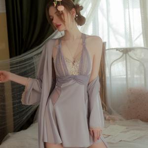 Nuovo abbigliamento <span class=keywords><strong>da</strong></span> <span class=keywords><strong>notte</strong></span> <span class=keywords><strong>da</strong></span> donna di moda all'ingrosso camicia <span class=keywords><strong>da</strong></span> <span class=keywords><strong>notte</strong></span> con <span class=keywords><strong>perla</strong></span> di pizzo a contrasto e pigiami <span class=keywords><strong>da</strong></span> bagno set J3133 - Product Image 2