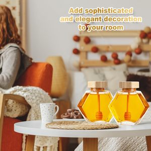 Pot en verre écologique de forme irrégulière pour miel, avec couvercle à boucle et cuillère, idéal pour le sirop, le miel d'abeille et le stockage alimentaire en cuisine - Vente en gros - Product Image 5
