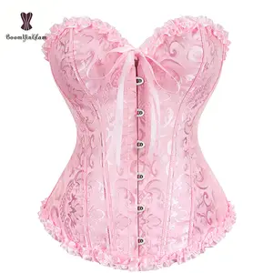 2021 Newest Fashion Punk Style Gorset Woman Victorian Korset Green Bustier And Corset Top In Pink Plus Size Shapes