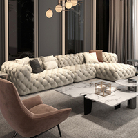 Canapé d'angle Chesterfield en velours moderne 7 places en forme de U, collection Winforce Factory Wholesale pour salon