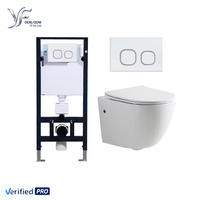 YF 2026 Ensemble WC suspendu moderne sans bride, avec réservoir encastré, siège à fermeture douce, 360° °   WC à économie d'eau avec chasse d'eau