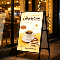 Boîte à lumière décorative rectangulaire pliable en aluminium à LED avec option batterie pour affichage publicitaire lumineux en vitrine