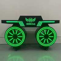 Mesa de DJ Moderna con Ruedas Dobles y Luces de Neón, Base Móvil, Soporte Luminoso para Bar, Karaoke, Club, Escenario, Suministro al por Mayor, con Logotipo Personalizado