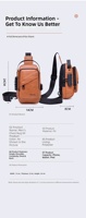 Sac de poitrine antivol pour homme, en polyester imperméable et PU, durable, tendance, léger, sac à bandoulière, sac à dos, avec port USB pour la charge