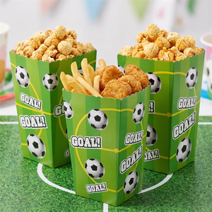 Boîtes à popcorn sur le thème du football, contenants à collation en papier, boîtes à cadeaux vertes et noires pour soirées de football, anniversaires sportifs - Product Image 3