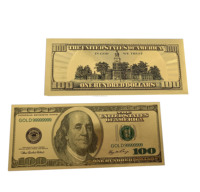 Billet de Banque Artisanat Plaqué Or Monnaie Personnalisée Dollar Américain Euro Feuille d'Or Pure avec Impression Couleur pour Collection
