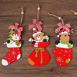 Ornements de Noël en bois, décorations suspendues pour l'arbre et la maison, décorations festives avec motifs renne, ours, bonhomme de neige et Père Noël - Product Image 3