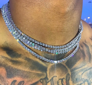 18K 골드 도금 아이스 아웃 3mm 4mm 5mm 힙합 블링 래퍼 남성 쥬얼리 5A 큐빅 지르코니아 1 행 CZ 테니스 체인 목걸이 - Product Image 2