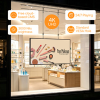 Layar LCD Semi Outdoor Tahan Air 3000nits Kecerahan Tinggi untuk Iklan Jendela dengan Stand yang Dapat Disesuaikan dan Kontrol CMS