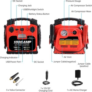 Portable Car Jump Box Pack Emergency <b>Battery</b> Jumper With USB Charger LED Light for Vehicle SUV Boat HH635 Heavy D - Product Image 6