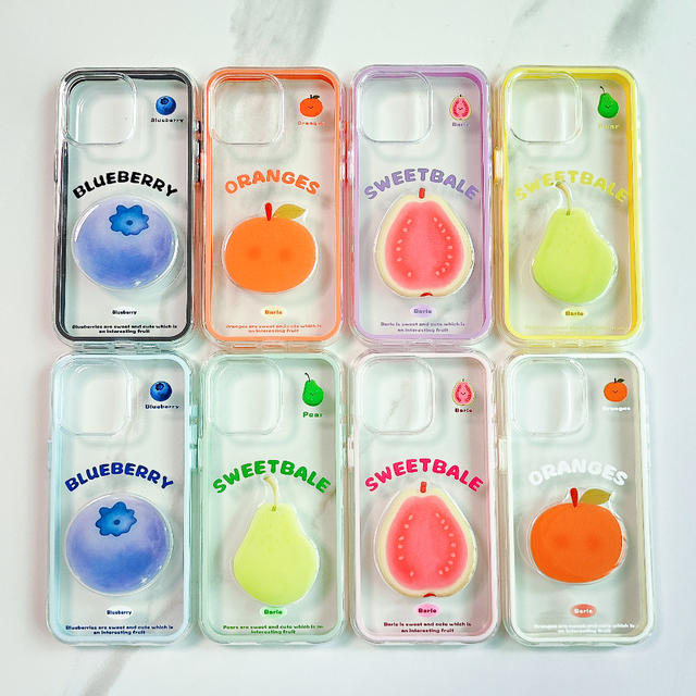 Wholesale Cute 3D Fruit Clear Case for iPhone 17 Pro Max Color Frame Anti-drop Soft TPU PC Cover Fashion Phone Case Women