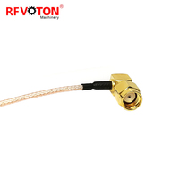 Kabel Jumper RF RG316 Rakitan 15cm, Soket QMA Female Jack Hembra Bulkhead ke Plug SMA Male 90 Derajat Sudut Kanan RA