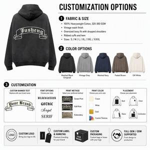Sweat à capuche surdimensionné personnalisé pour <span class=keywords><strong>homme</strong></span>, style vintage délavé, imprimé gothique sur le dos, streetwear, en coton épais 100%, OEM - Product Image 4