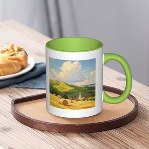 Taza de Cerámica Ecológica Estilo Americano con Asa Blanca y Verde, Diseño de Bulldog de Dibujos Animados para el Día de San Patricio, Sublimada, para Bebidas en Casa - Product Image 4