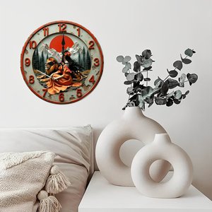 Round Wooden Wall <b>Clock</b> 25x25Cm Quiet <b>Movement</b> Cafe Shop Decor Commercial Space Wall <b>Clock</b> - Product Image 4