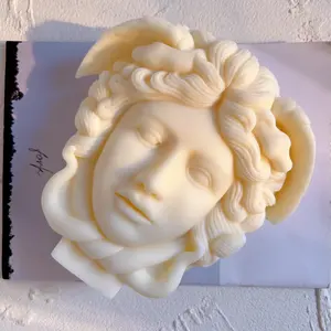 Griekse Beeldhouwkunst Body Gezicht Snake Haar Figuur Wax Kaarsen Silicone Mould Medusa Buste Kaars Schimmel