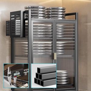 Wholesale Price Large Capacity <b>Kitchen</b> <b>Storage</b> Cabinet Multi-layer Bowls Dishes <b>Storage</b> Shelf Dustproof <b>Cupboard</b> with Doors - Product Image 3