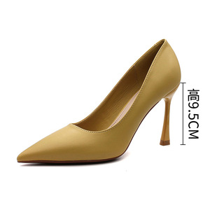 Zapatos de tacón de aguja sin cordones puntiagudos hechos a mano de alta calidad importados/de cuero con punta cerrada para mujer - Product Image 5