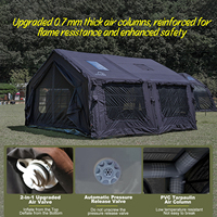 Tente pneumatique Coody 13.6 - Noire, 2 chambres, familiale, pliable, nouveau style, tente pneumatique portable